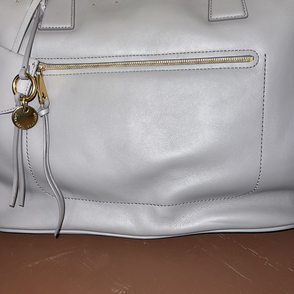 Cole Haan handbag new large Adjustable Strap Gold Trim Gray Studded - Picture 6 of 13